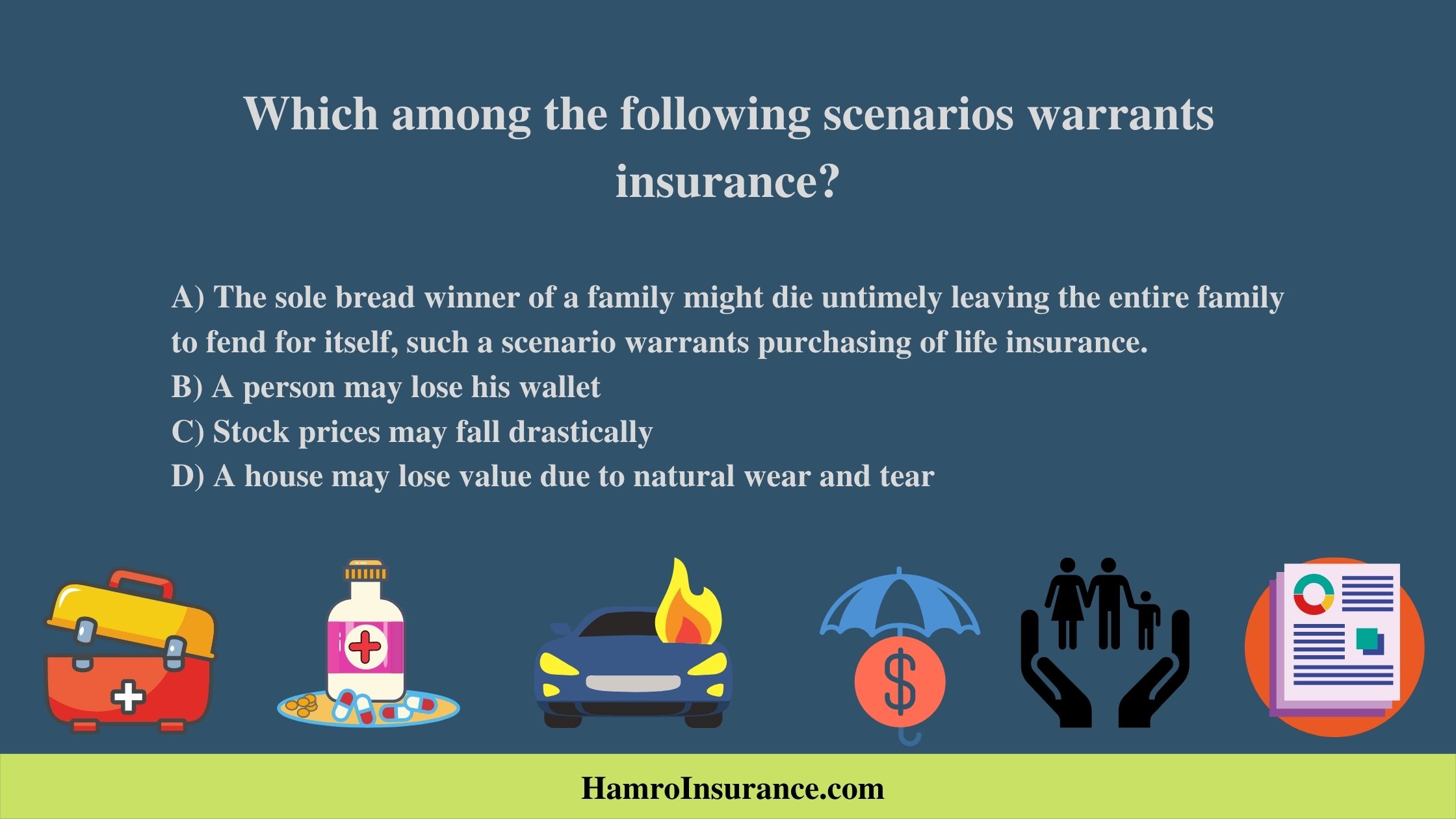 Which among the following scenarios warrants insurance?